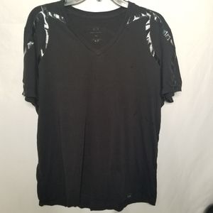 Armani v neck tshirt with pattern accent